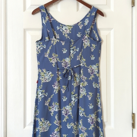 Jackpot by Carli Gry 90's Vintage Floral Sleeveless Sheath Maxi Dress Blue 1 - Picture 11 of 14